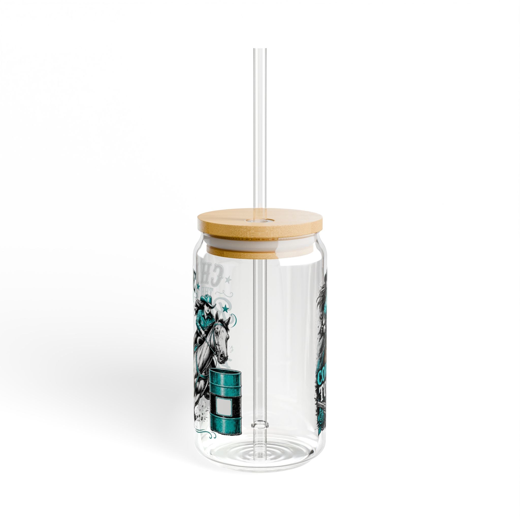 “Chase the Dream, Ride with Courage” Horse Racing Design – 16oz Sipper Glass