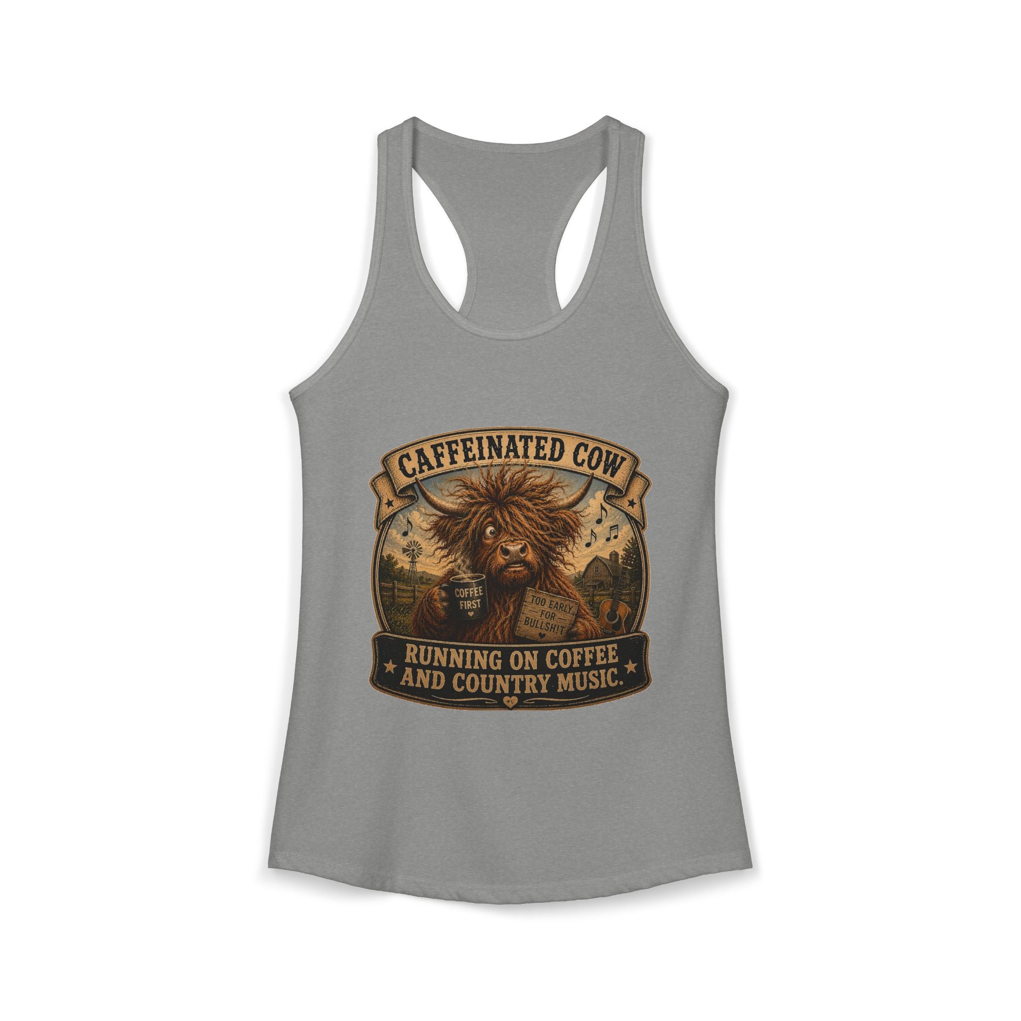 Caffeinated Cow Women's Ideal Racerback Tank