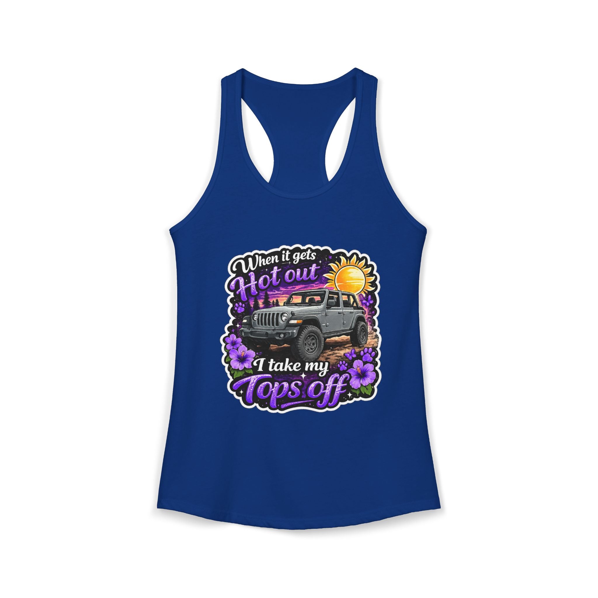 When It Gets Hot I Take My Tops Off (Purple) Women's Ideal Racerback Tank
