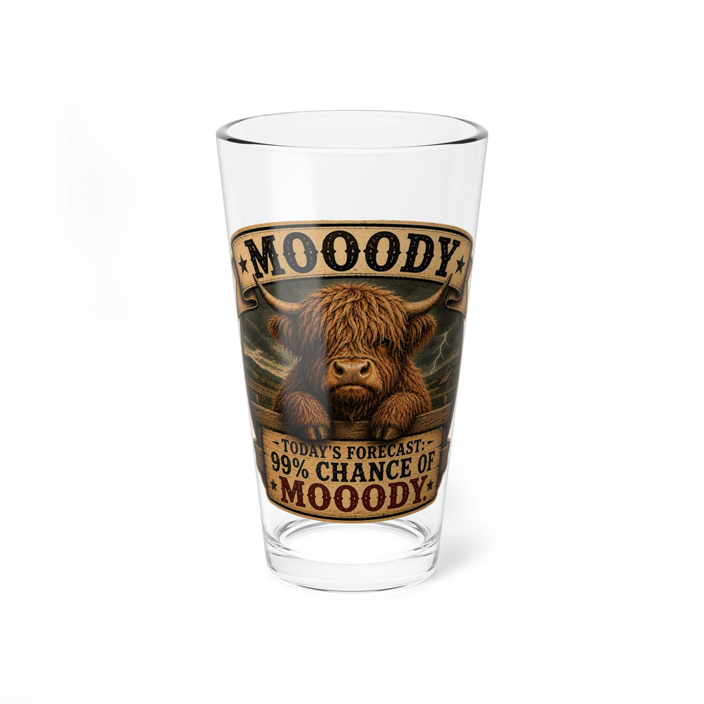 Moody Highland Cow 16oz Mixing Glass – "Today's Forecast: 99% Chance of Moody"