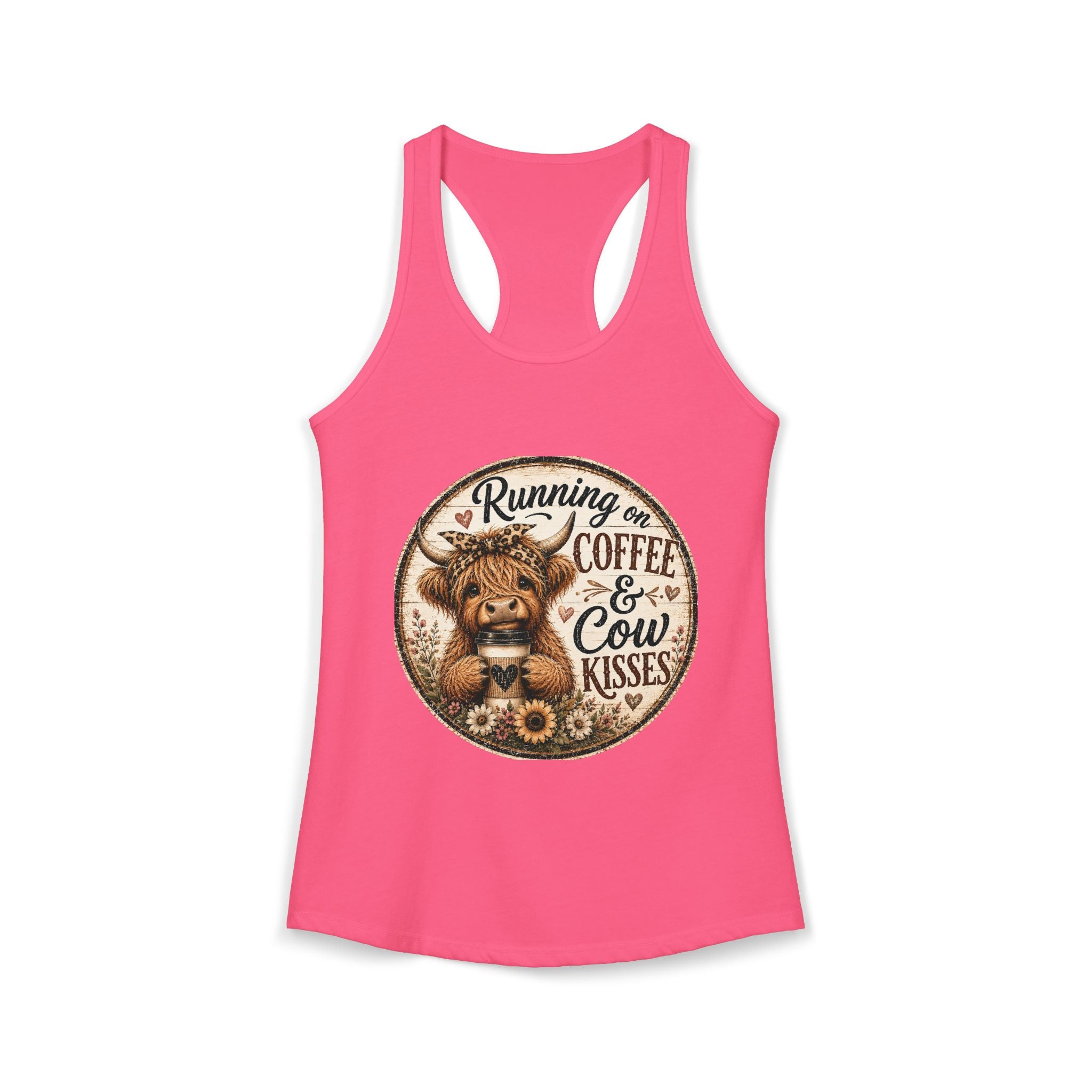 Running on Coffee & Cow Kisses Women's Ideal Racerback Tank