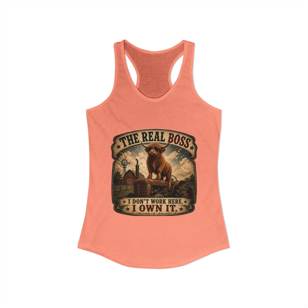 The Real Boss Highland Cow Women's Ideal Racerback Tank