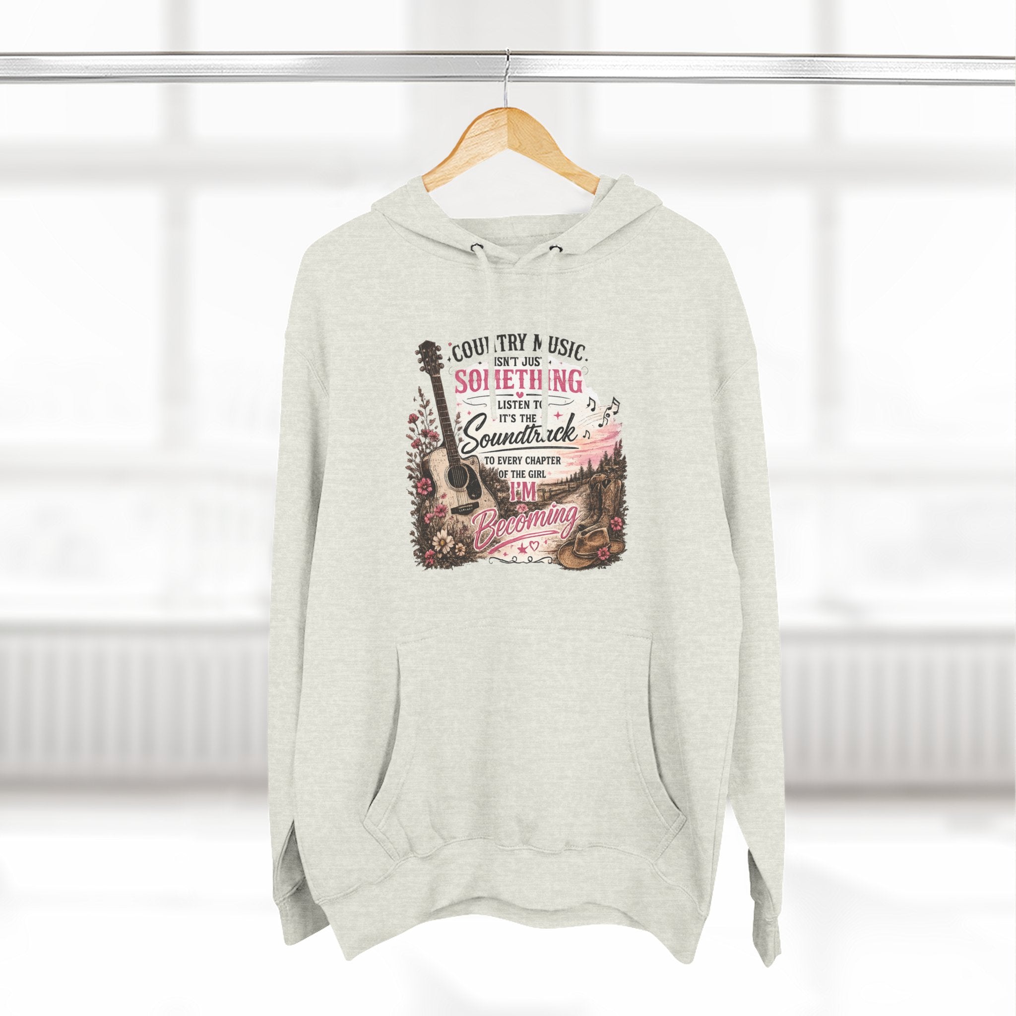 Country Music Soundtrack Hoodie — Vintage Guitar Scenic Graphic