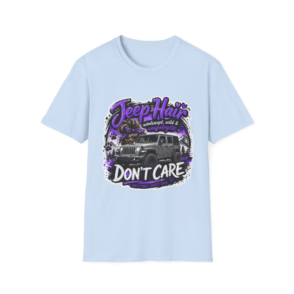Jeep Hair Don't Care (Purple) Unisex Softstyle T-Shirt