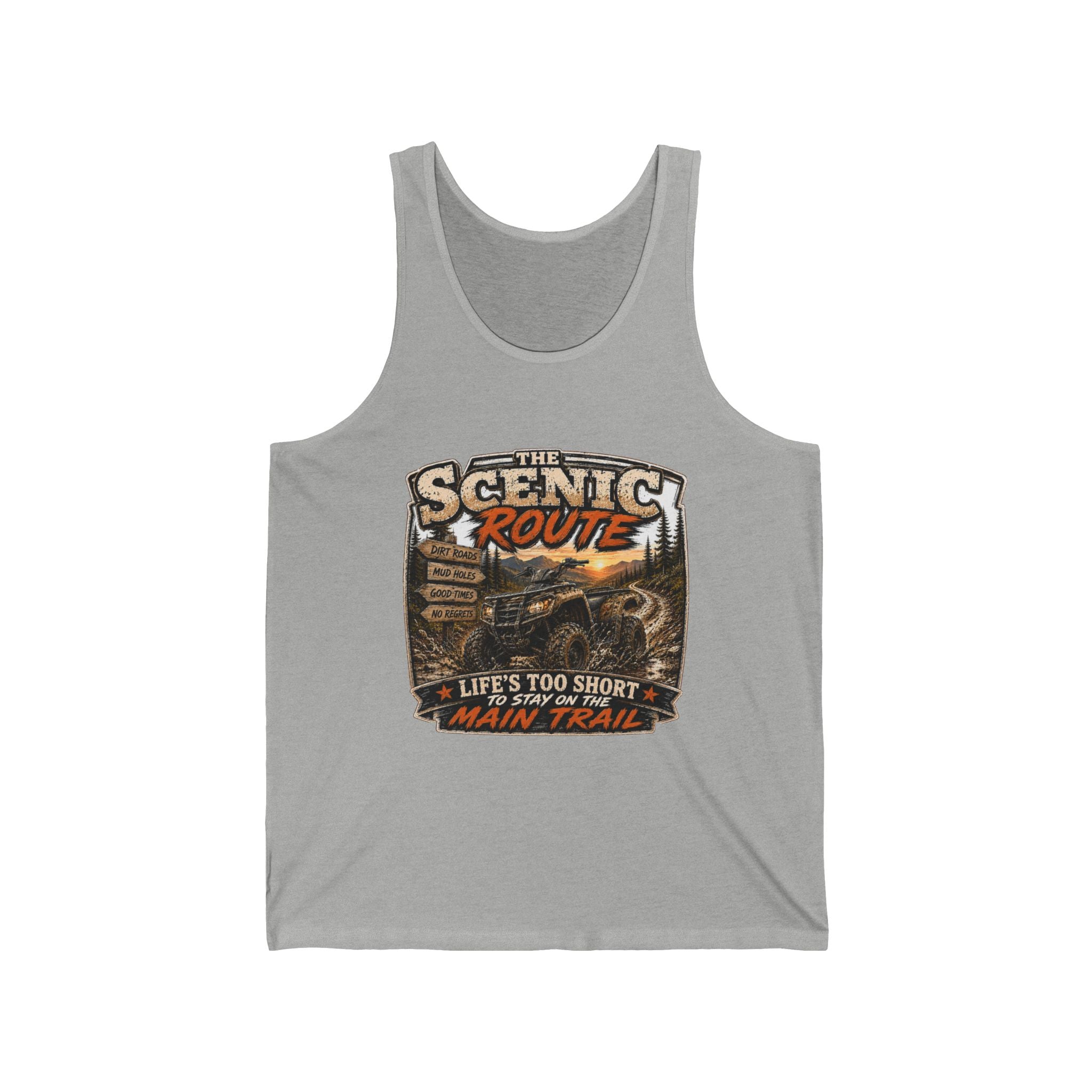 “Life’s Too Short, Take the Main Trail” Outdoor Adventure Tank — Scenic Route Tank Top