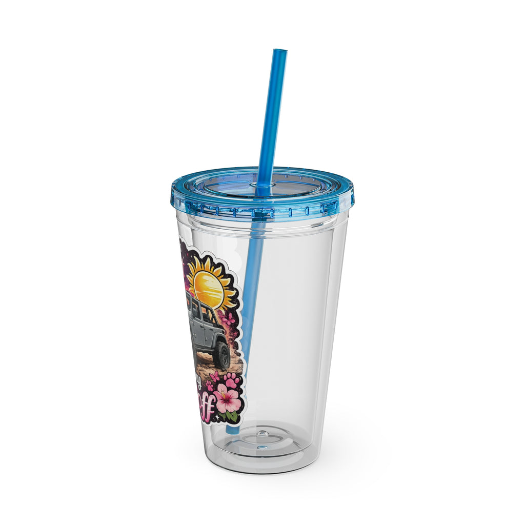 When It Gets Hot Out, I Take My Tops Off - Sunsplash Tumbler with Straw, 16oz