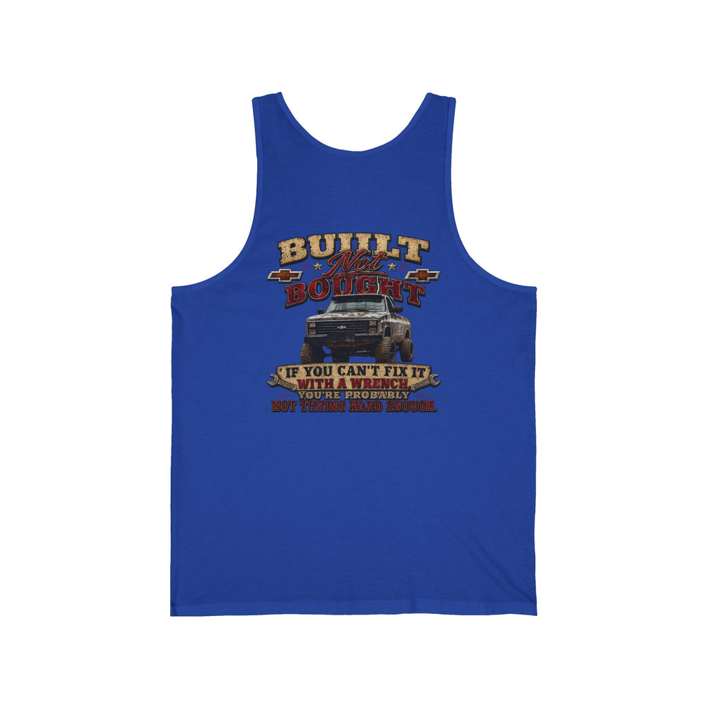 Truck Mechanic Tank Top — "Built Not Bought" Vintage Semi-Truck Graphic