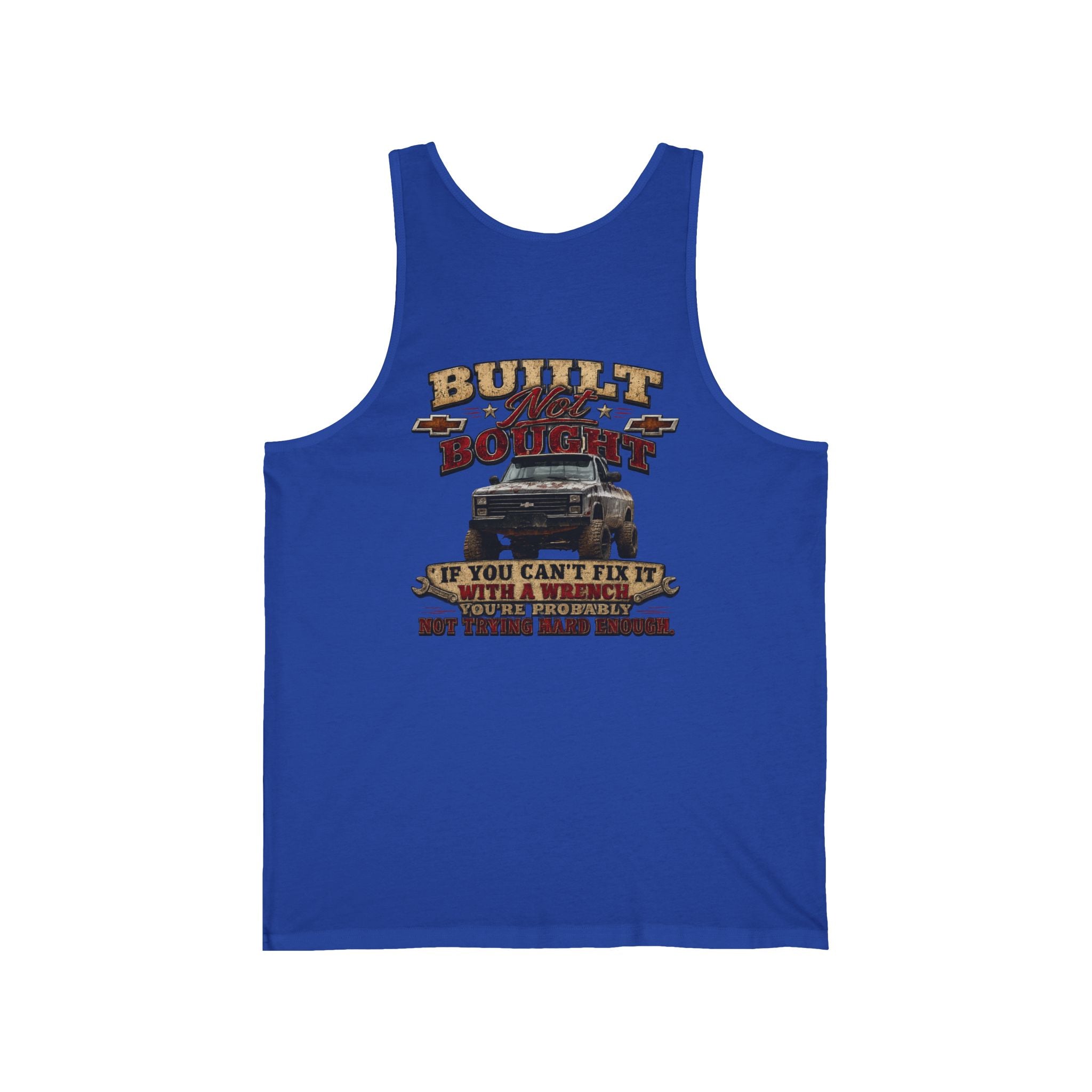 Truck Mechanic Tank Top — "Built Not Bought" Vintage Semi-Truck Graphic