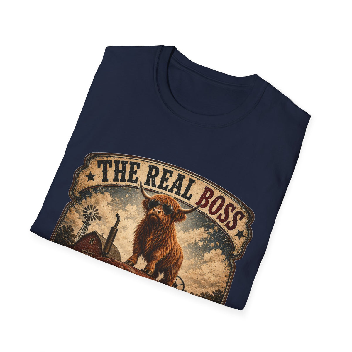 The Real Boss Highland Cow Unisex Softstyle T-Shirt