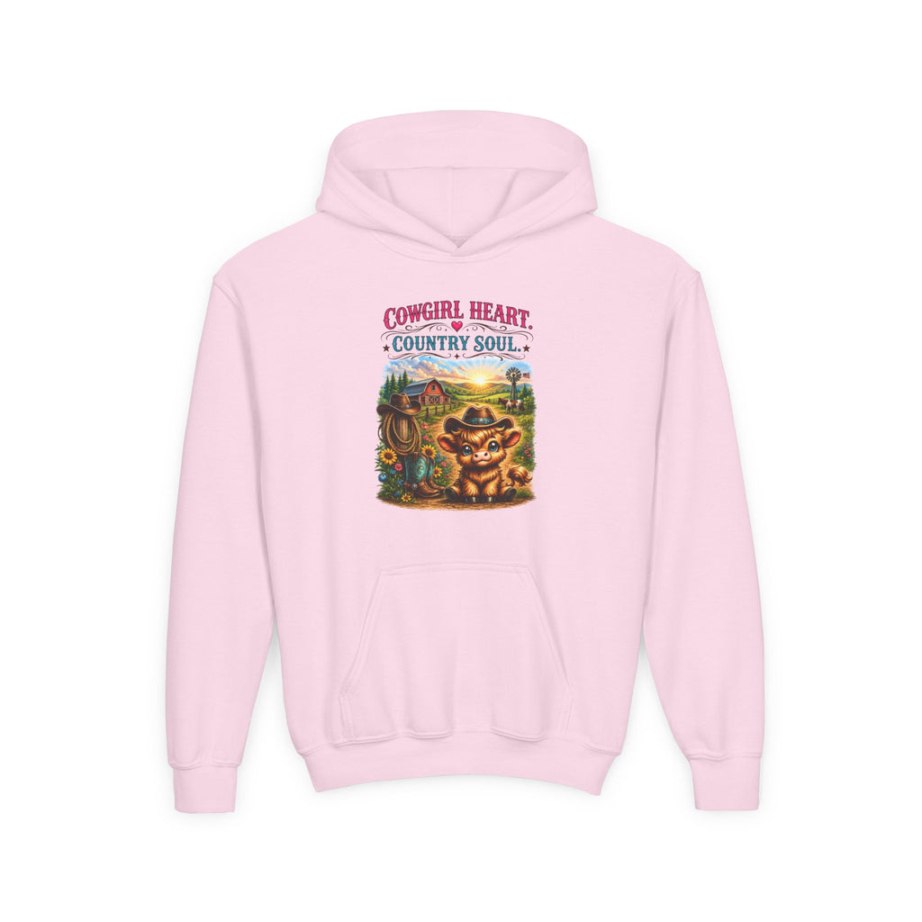 Cowgirl Heart Country Soul Youth Heavy Blend Hooded Sweatshirt