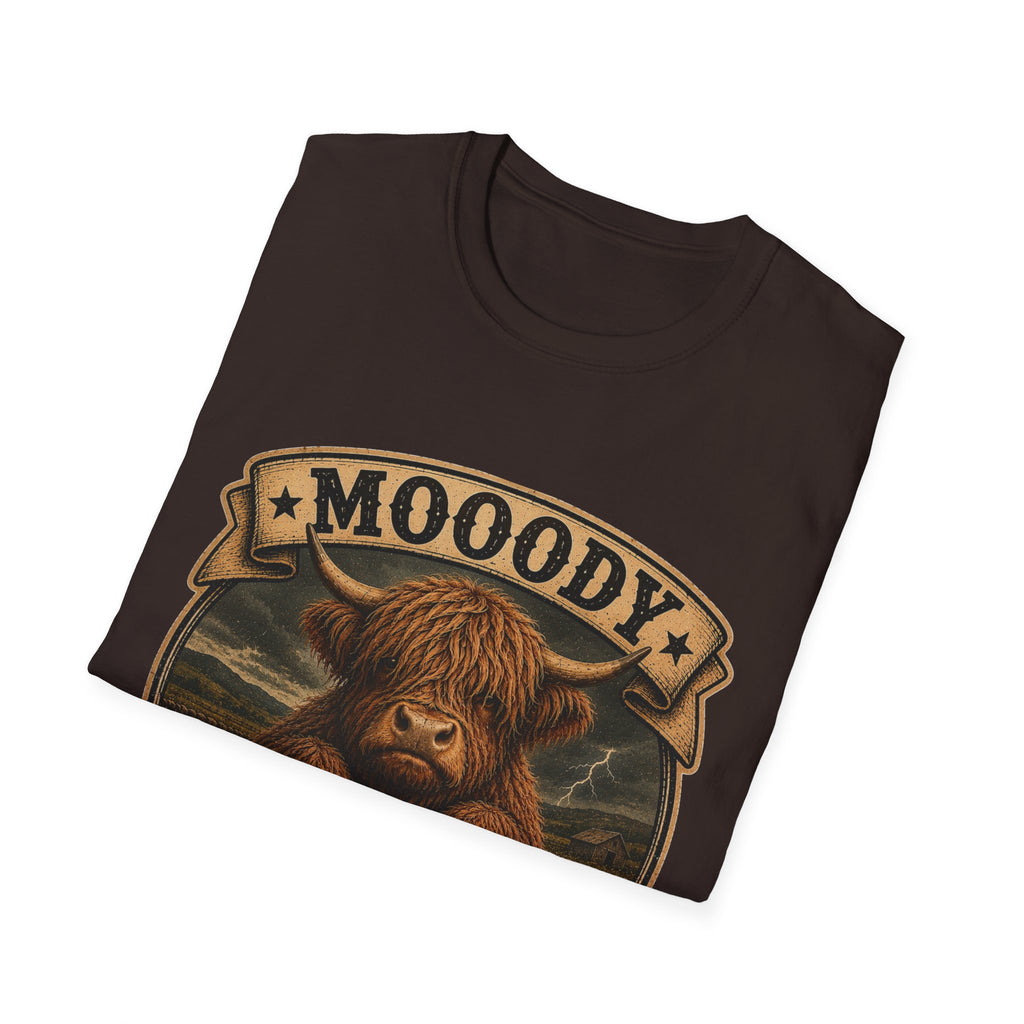 Moody Today's Forecast Highland Cow Unisex Softstyle T-Shirt