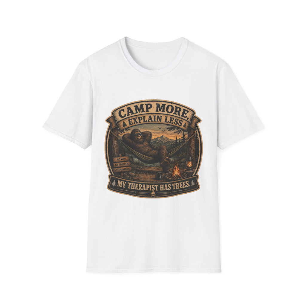 “Camp More, Explain Less” Vintage Camping Graphic Tee — T-Shirt