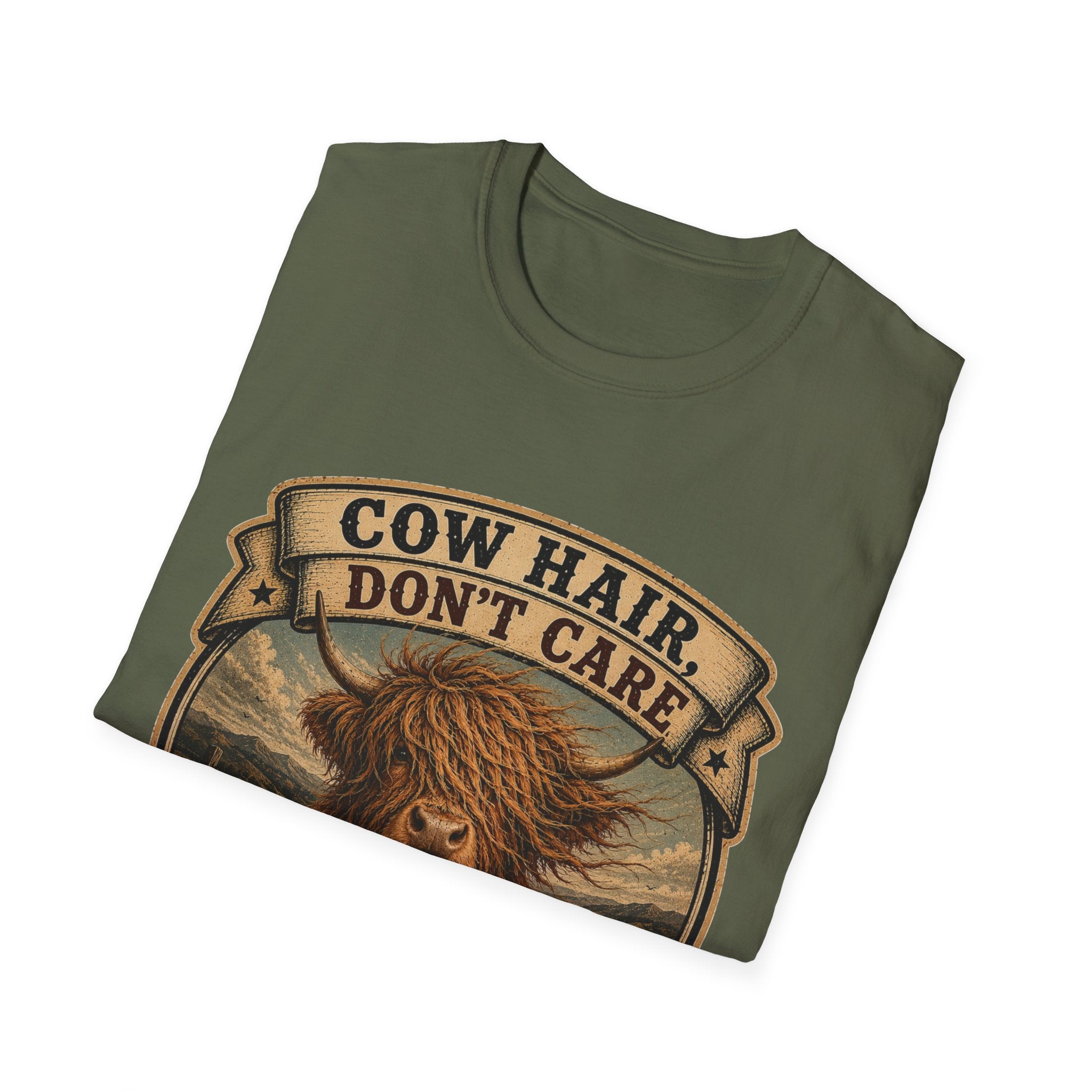 Cow Hair Don't Care Highland Cow - Unisex Softstyle T-Shirt