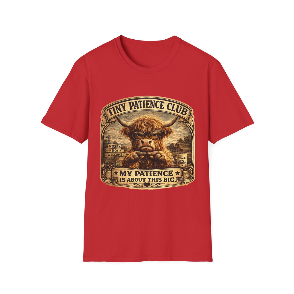 Tiny Patience Club Highland Cow Unisex Softstyle T-Shirt