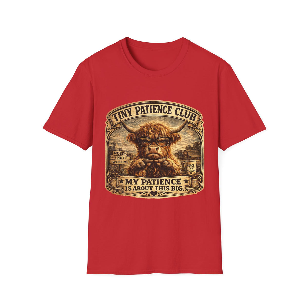Tiny Patience Club Highland Cow Unisex Softstyle T-Shirt
