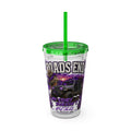 Roads End 16oz Tumbler with Straw — Purple Adventure Truck Design