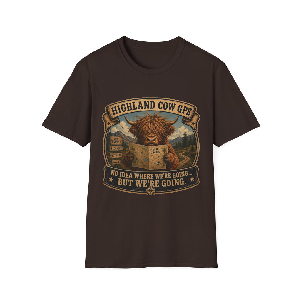 Highland Cow GPS Unisex Softstyle T-Shirt