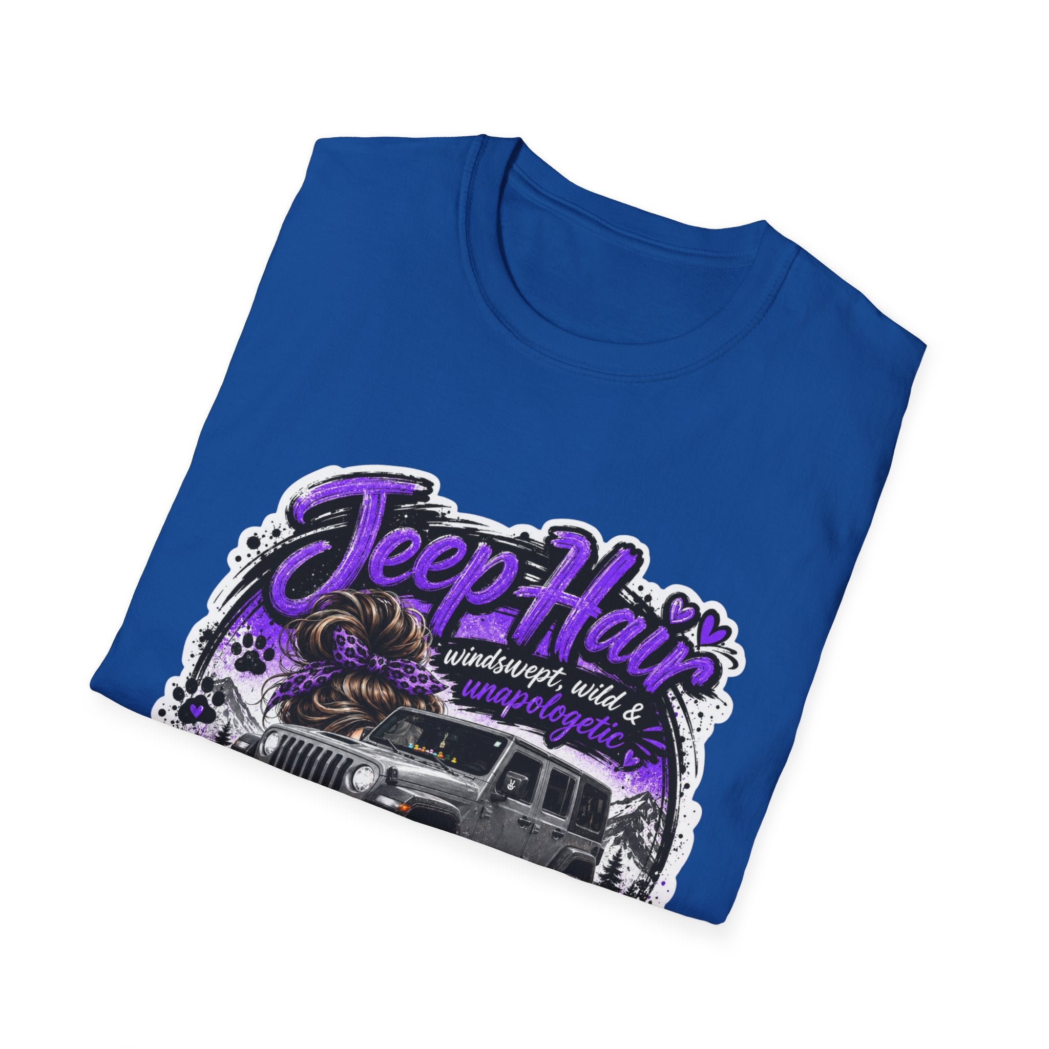 Jeep Hair Don't Care (Purple) Unisex Softstyle T-Shirt
