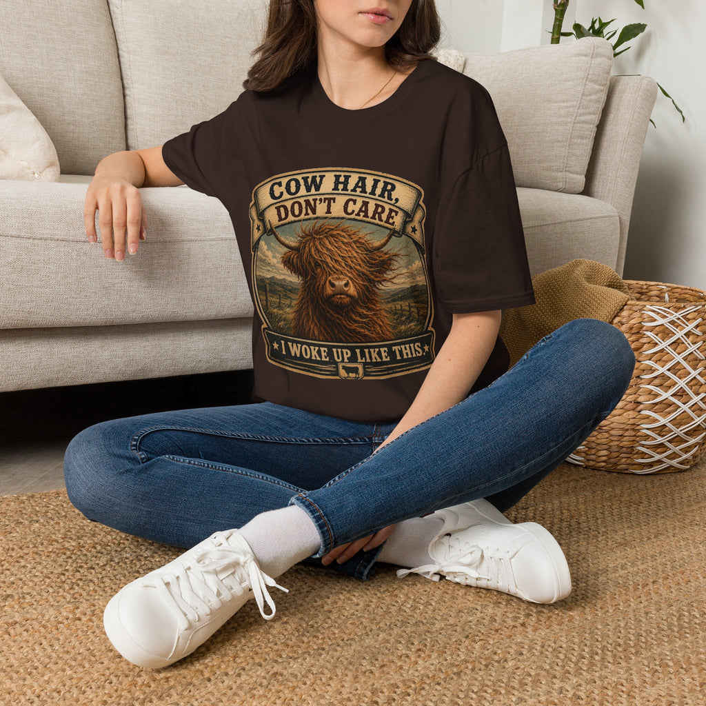 Cow Hair Don't Care Highland Cow - Unisex Softstyle T-Shirt