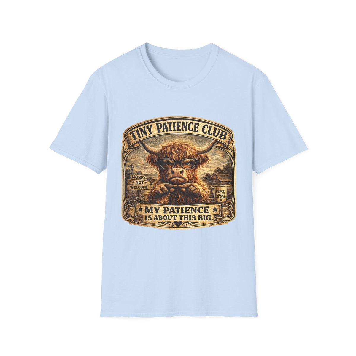 Tiny Patience Club Highland Cow Unisex Softstyle T-Shirt