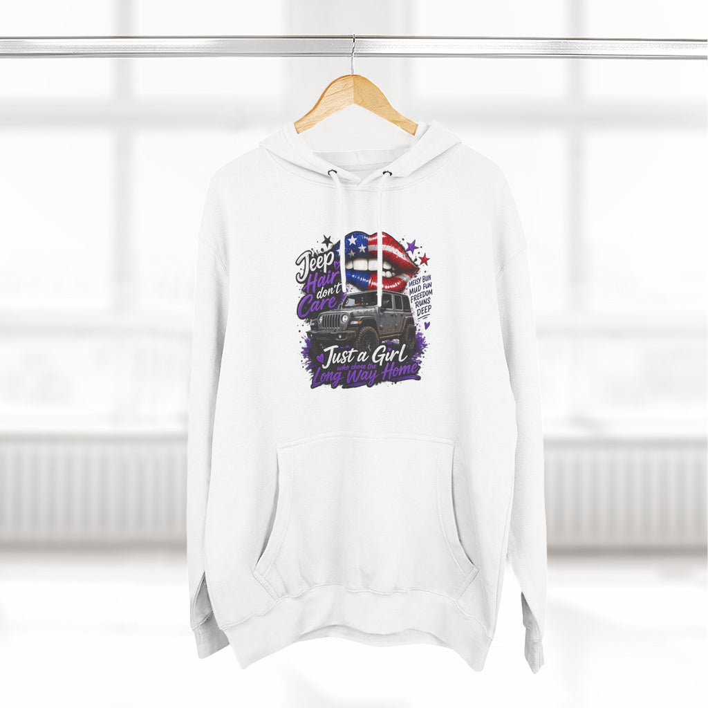 Patriotic 'Jeep Ain't Just a Girl Thing' – Graphic Fleece Pullover Jeep Driver Hoodie