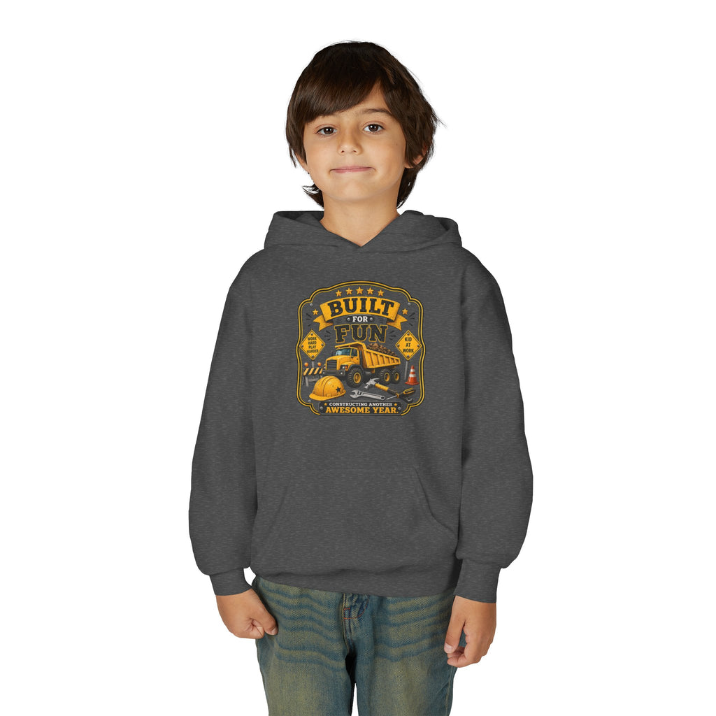 "Built for Fun" Construction Truck Pullover - Youth Hoodie