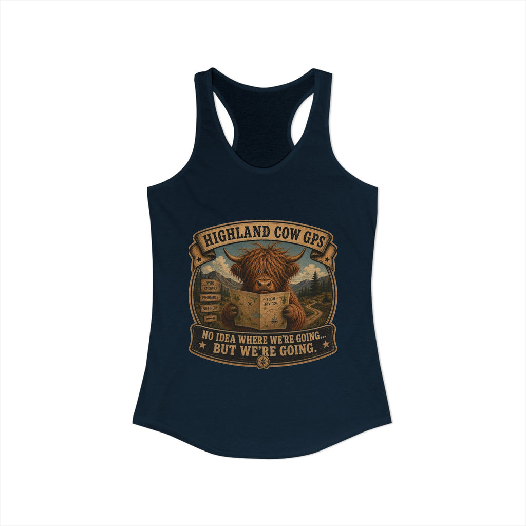 Highland Cow GPS Women's Ideal Racerback Tank