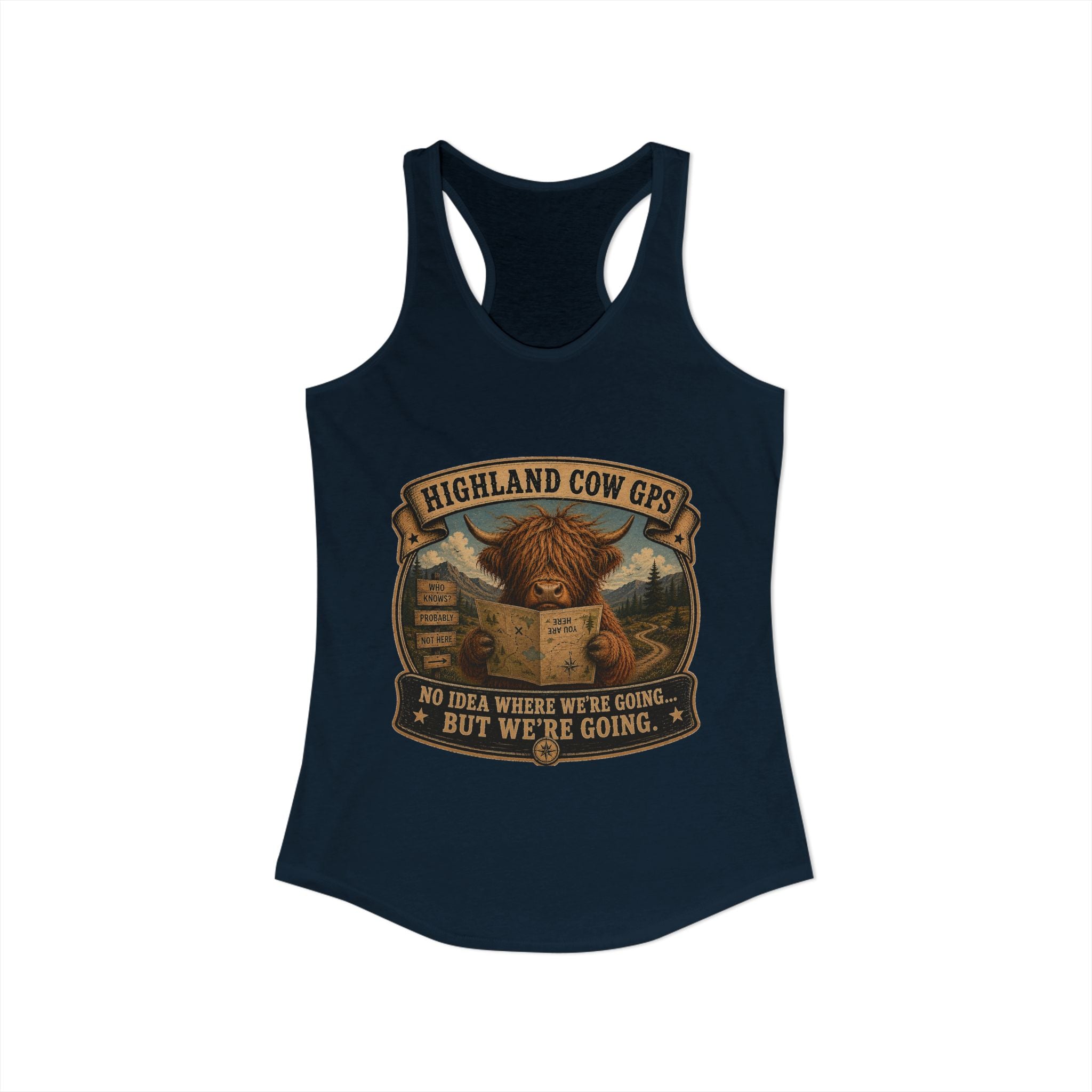 Highland Cow GPS Women's Ideal Racerback Tank