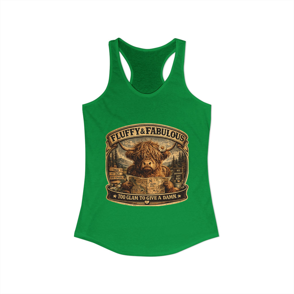Fluffy & Fabulous Highland Cow Women's Ideal Racerback Tank