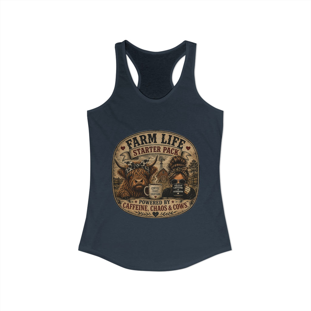Farm Life Highland Cow Women's Ideal Racerback Tank