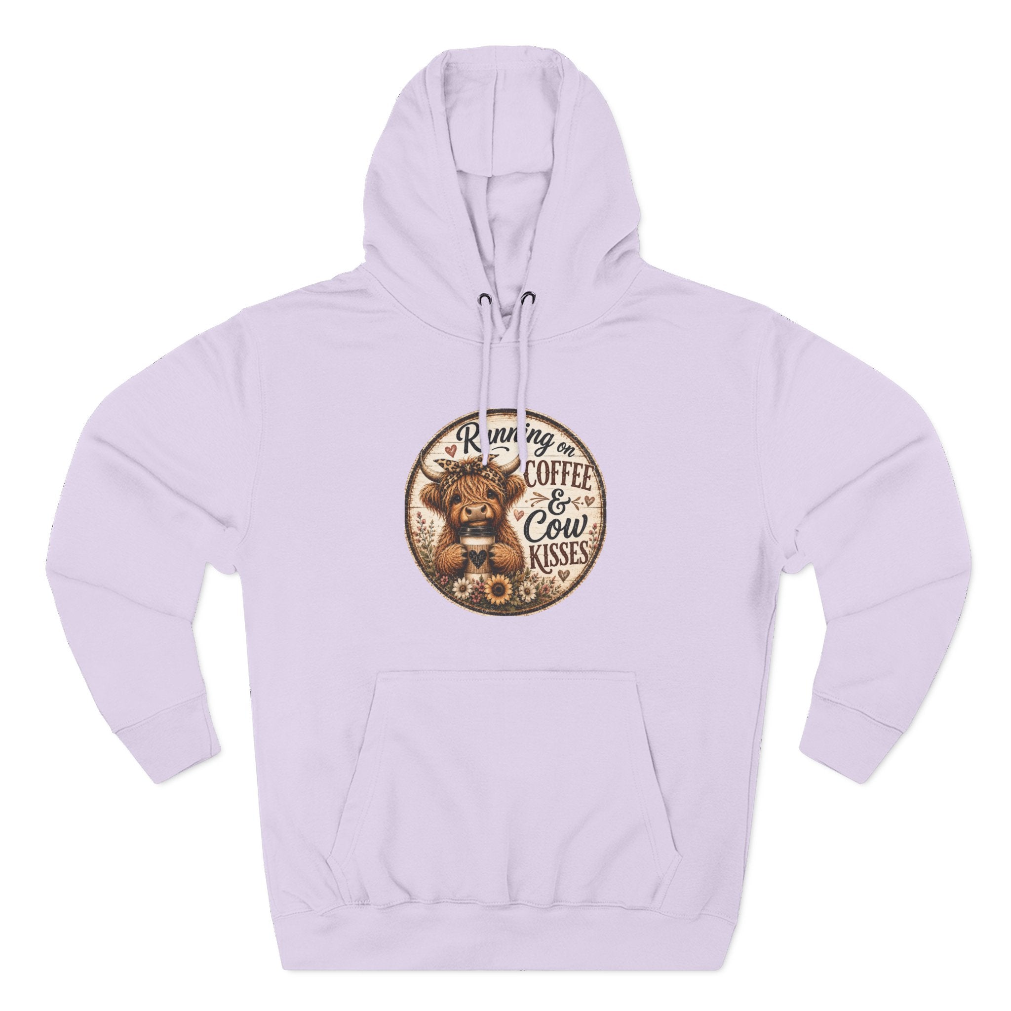 Running on Coffee & Cow Kisses Three-Panel Fleece Hoodie
