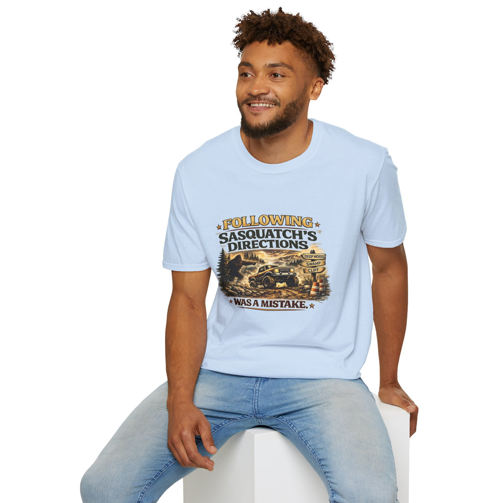 Sasquatch Directions T-Shirt — "Following Sasquatch's Directions" Graphic Tee