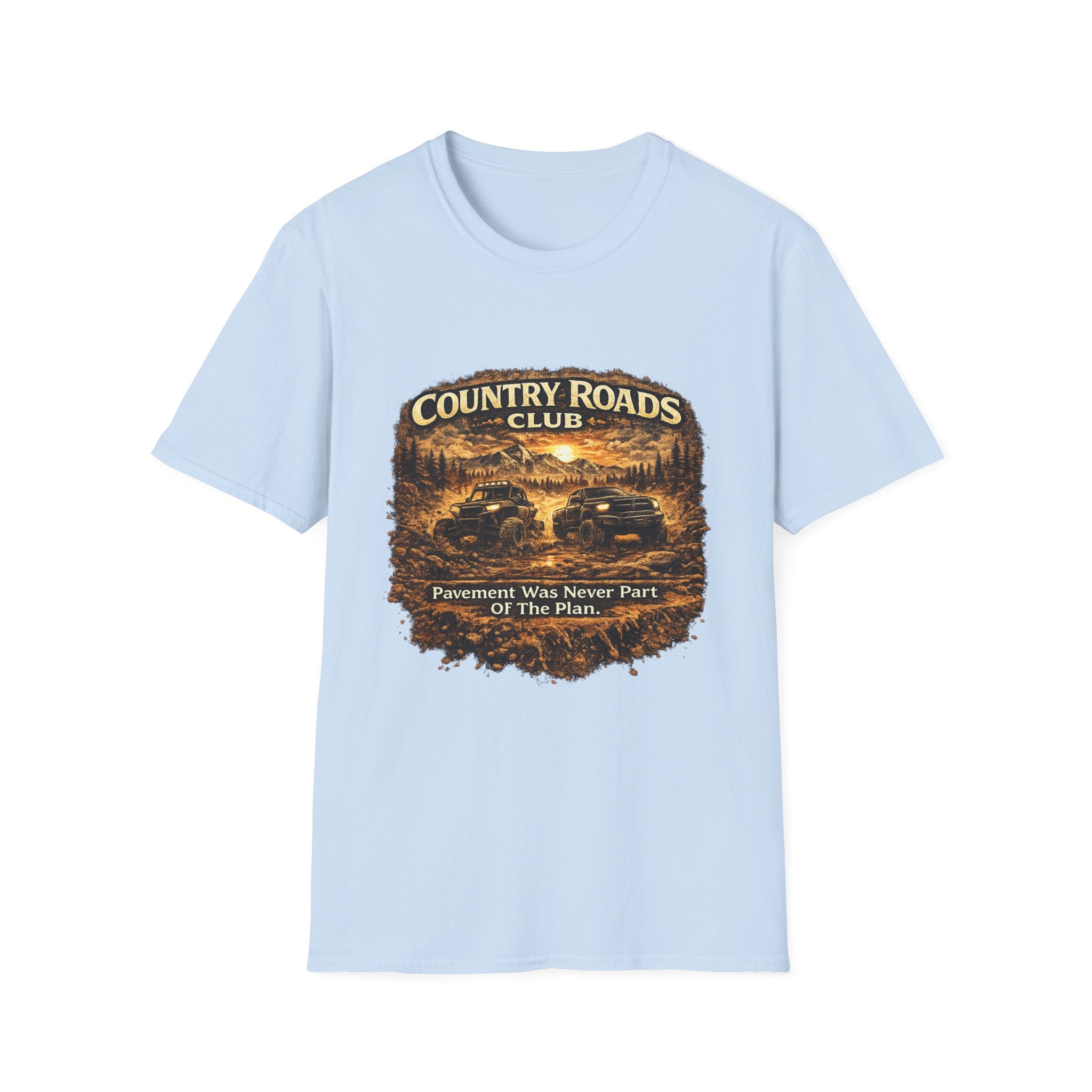 Country Roads Club T-Shirt — Vintage Off-Road Truck Scenic Tee