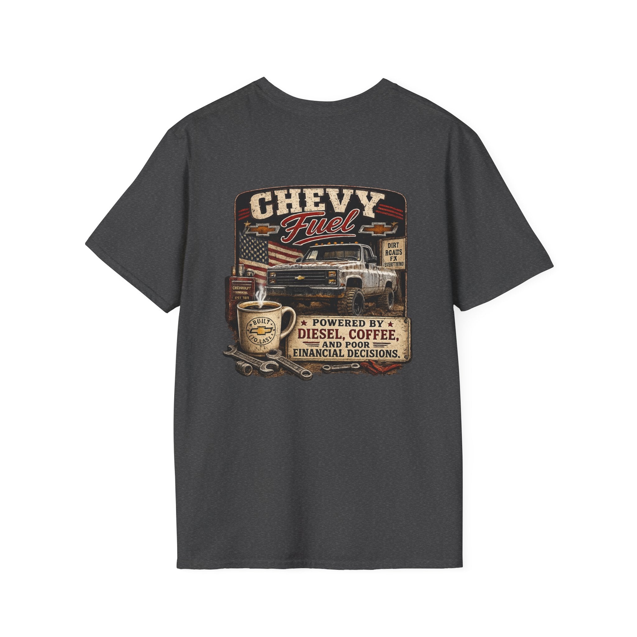 Chevy Fuel - Chevrolet K30 Vintage Badge T-Shirt — Classic Truck Emblem Pocket Tee
