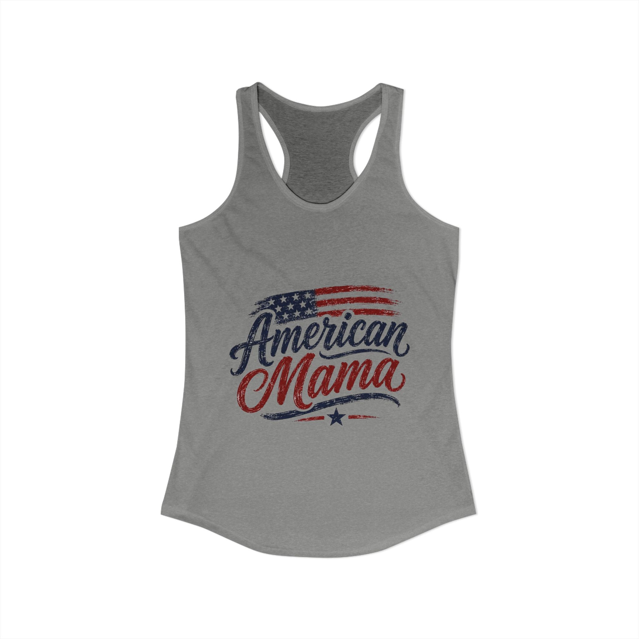 American Mama Women's Ideal Racerback Tank — Patriotic Flag Mom Racerback Tankfor Mother’s Day & 4th of July