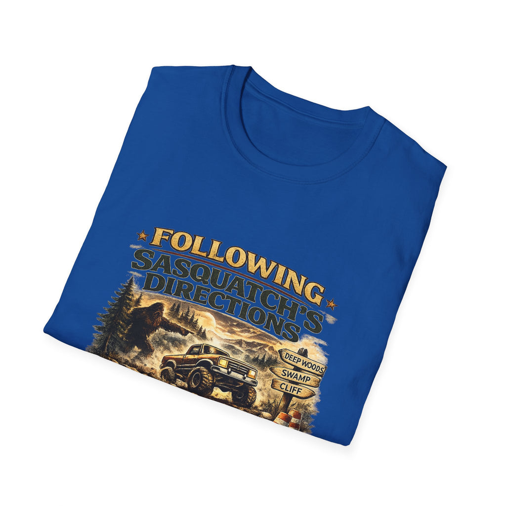Sasquatch Directions T-Shirt — "Following Sasquatch's Directions" Graphic Tee