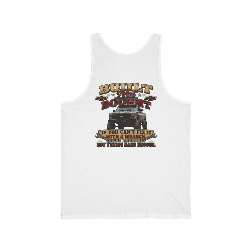 Truck Mechanic Tank Top — "Built Not Bought" Vintage Semi-Truck Graphic