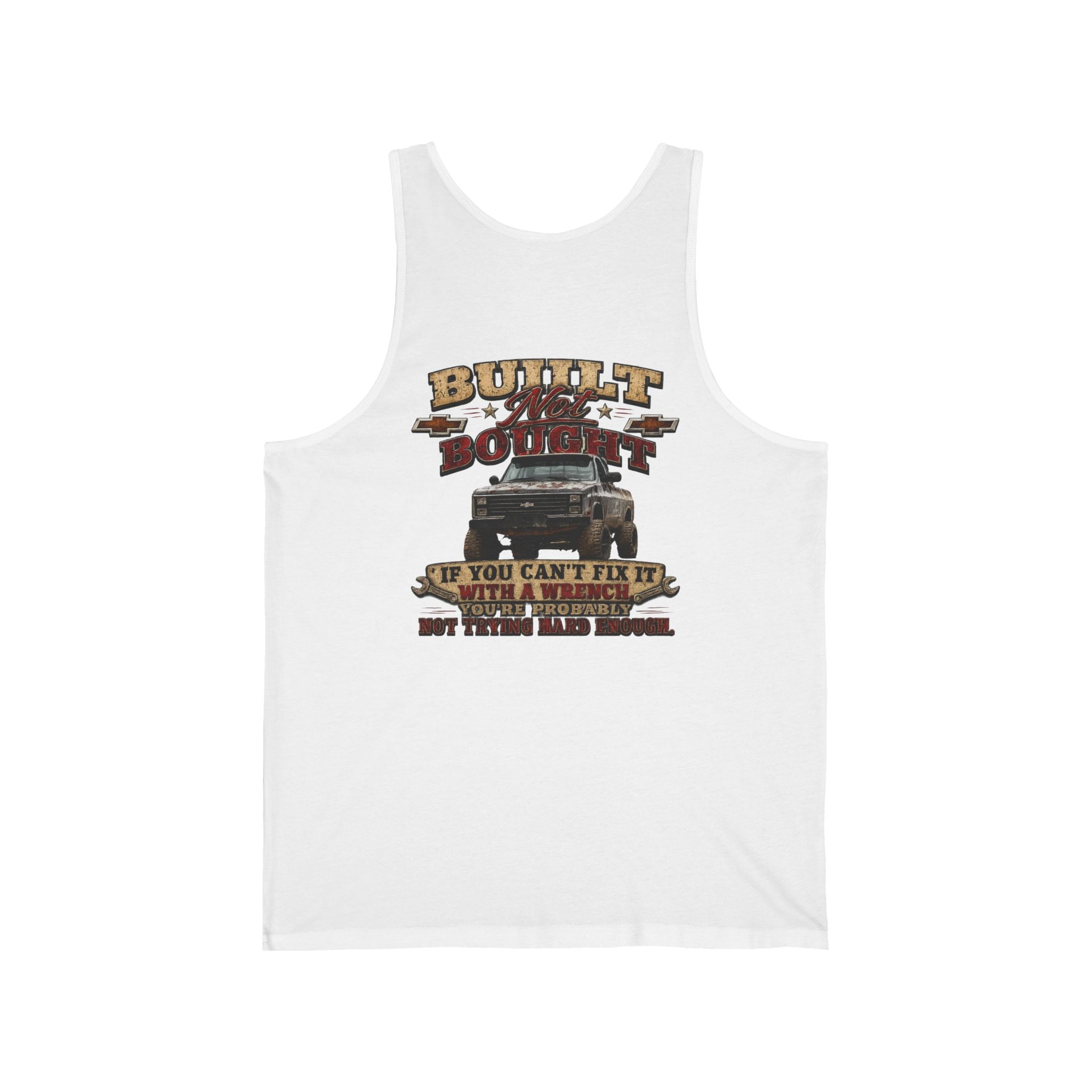 Truck Mechanic Tank Top — "Built Not Bought" Vintage Semi-Truck Graphic