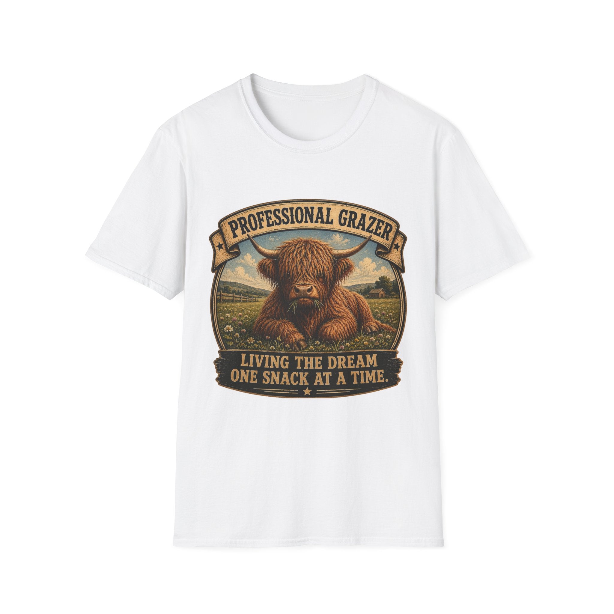 Before and After Coffee Highland Cow Unisex Softstyle T-Shirt