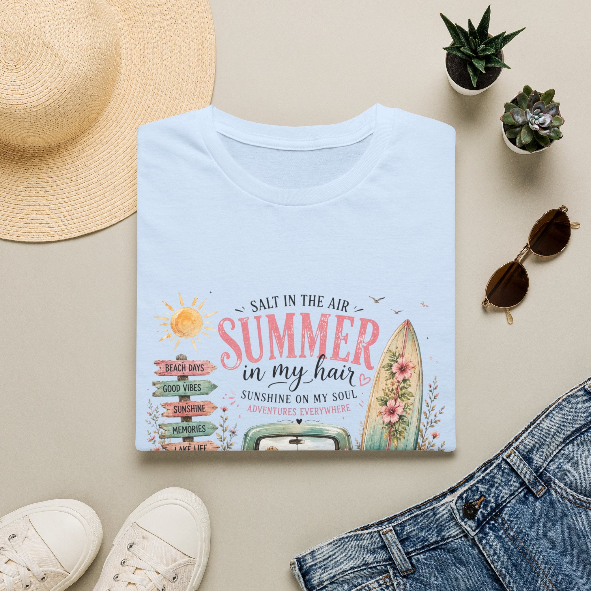 Summer in My Hair T-Shirt — 'Salt in the Air' Beach Vintage Surf Tee