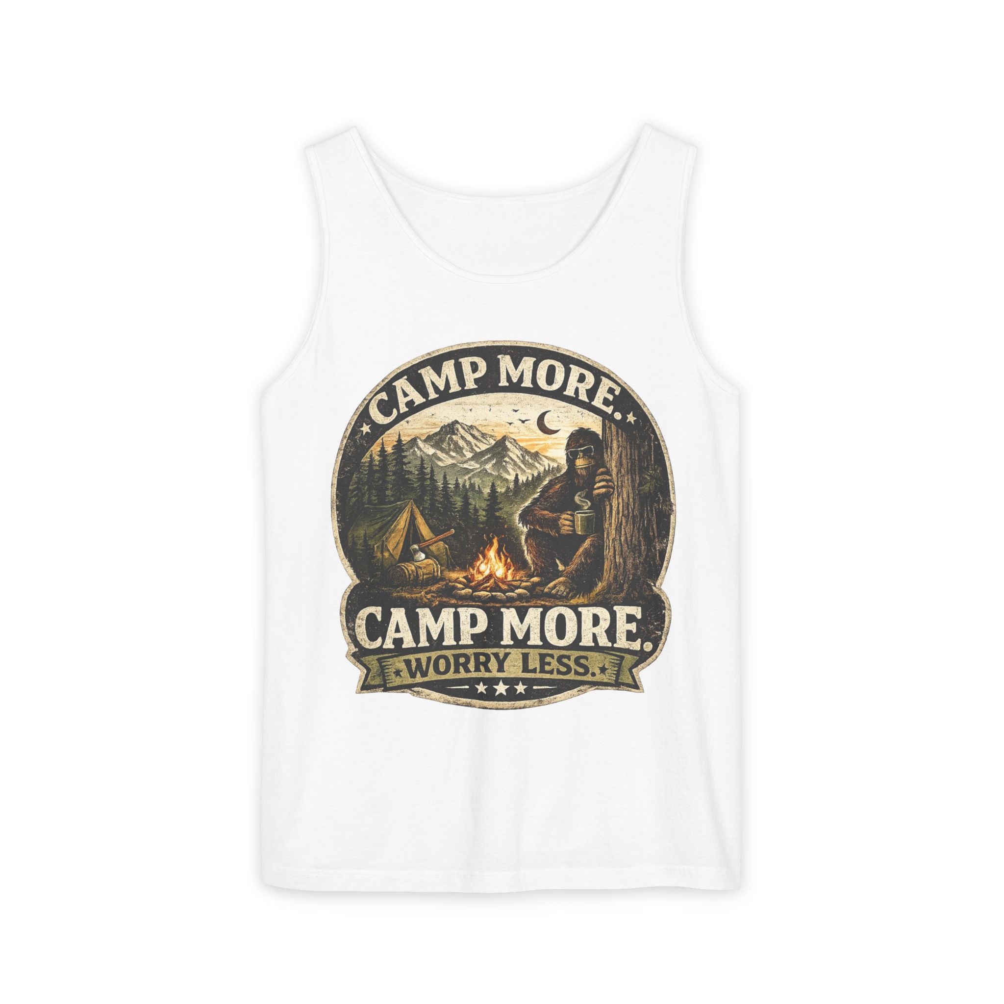Camp More Worry Less Bigfoot Tank Top