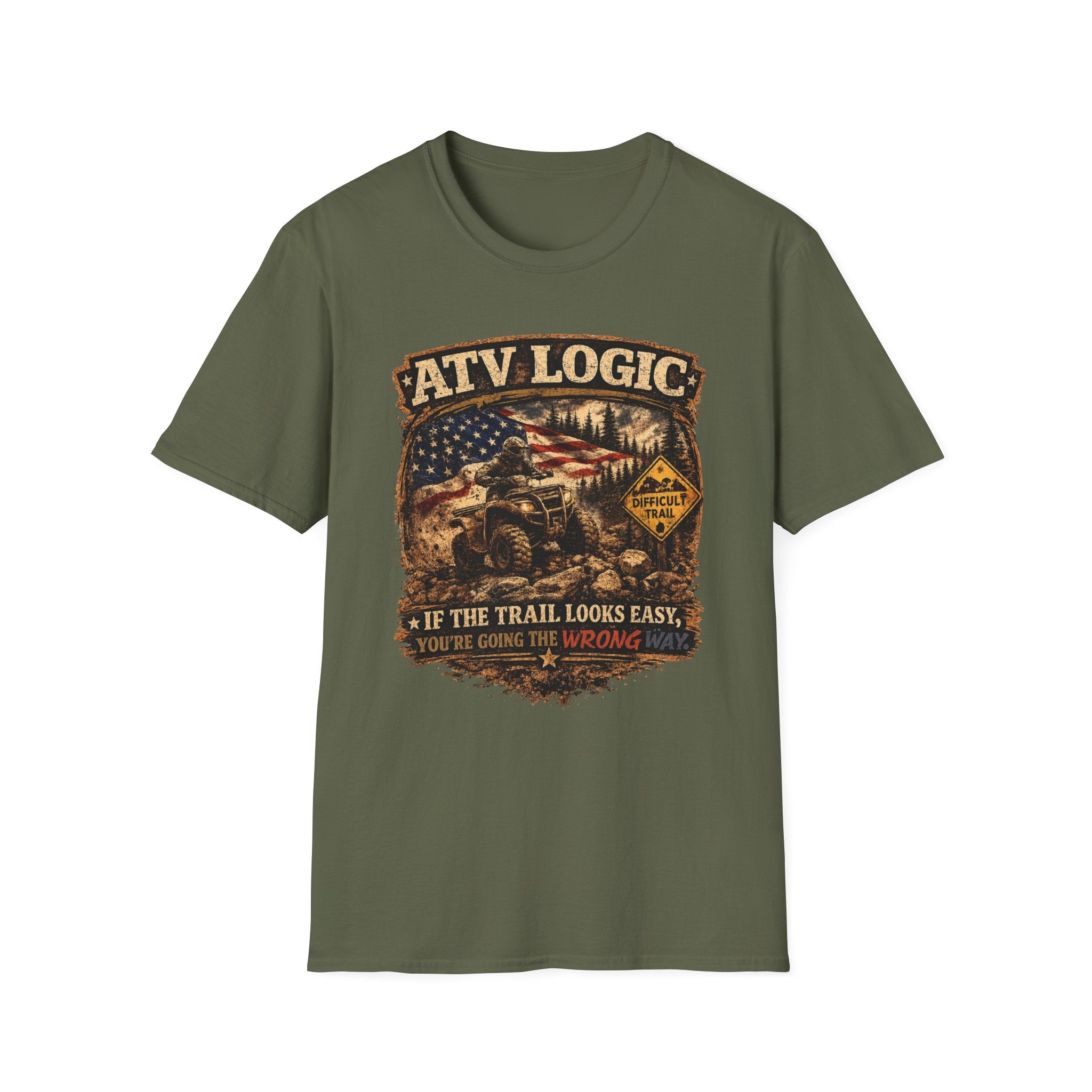 ATV Logic T‑Shirt — American Flag Off‑Road ATV Graphic Tee