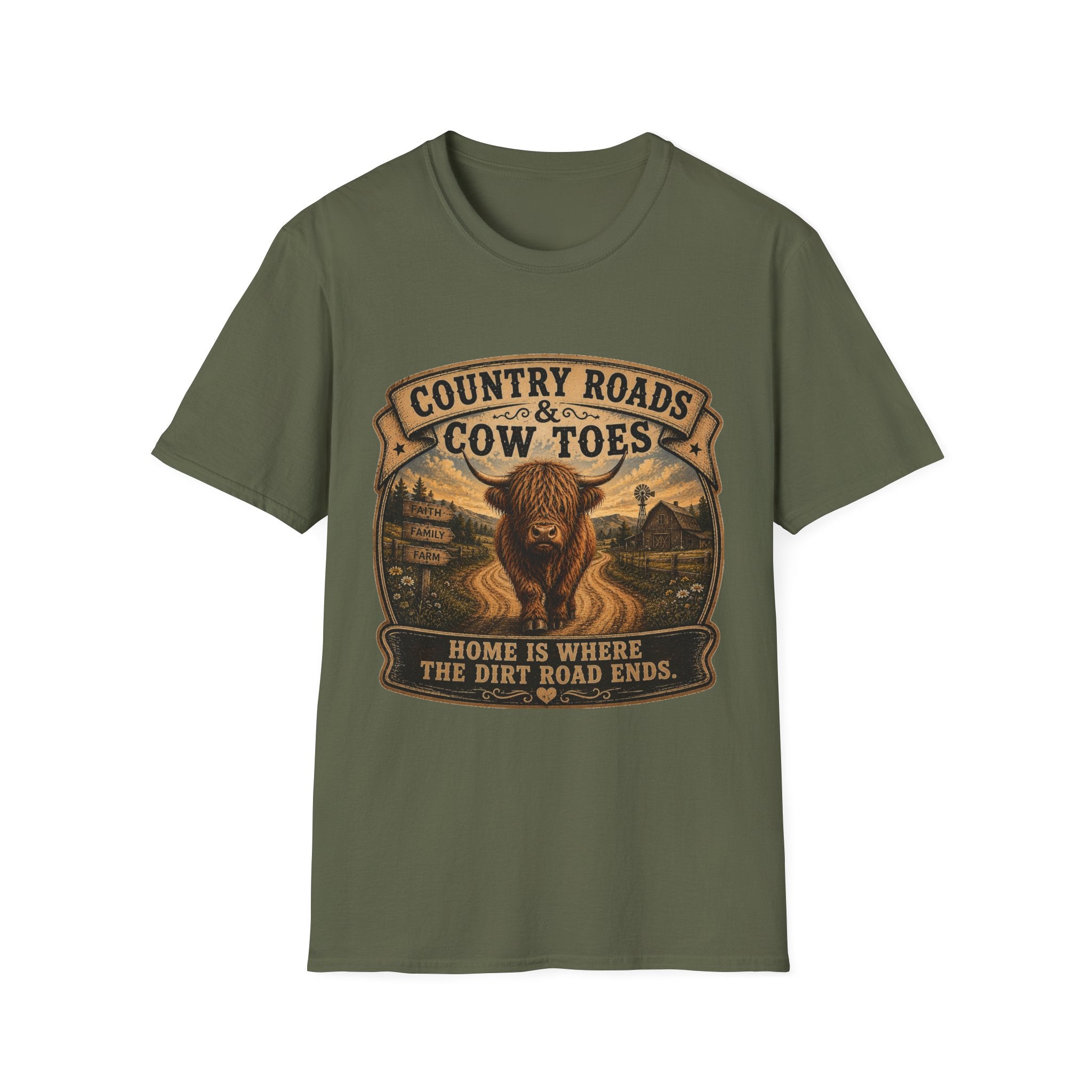 Country Roads Cow Toes Unisex Softstyle T-Shirt