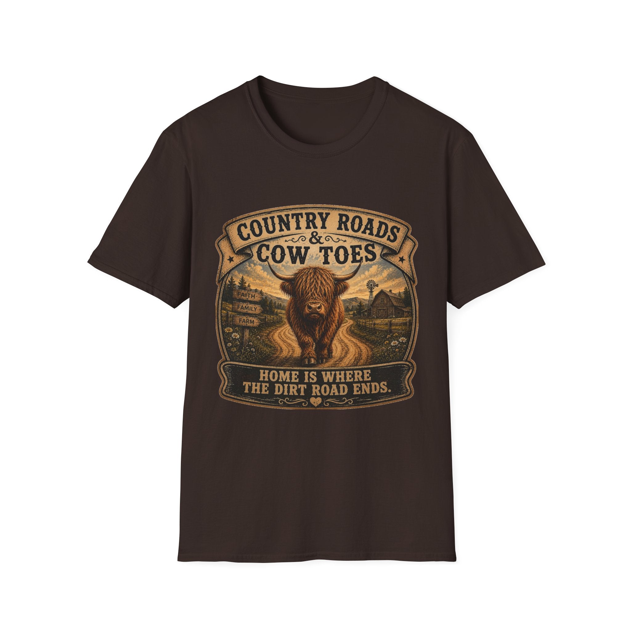 Country Roads Cow Toes Unisex Softstyle T-Shirt