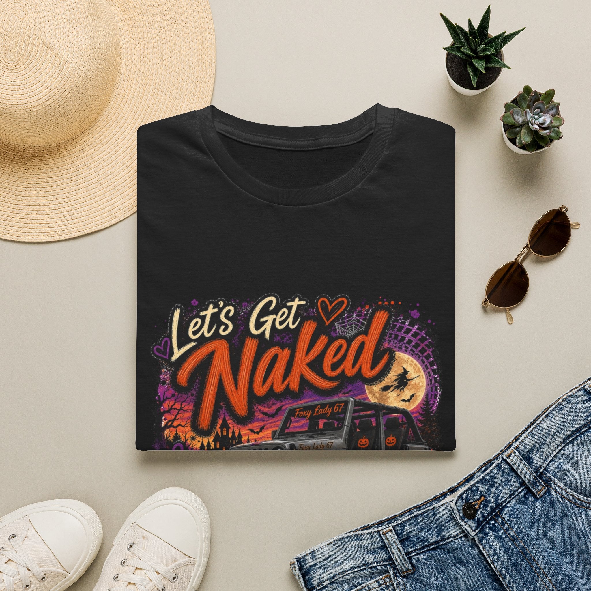 Let's Get Naked T-Shirt — Retro Halloween Camper Graphic Tee