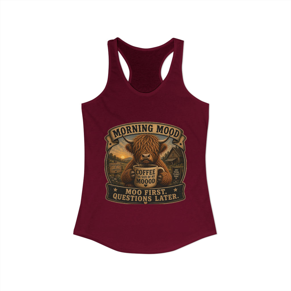 Morning Mood Highland Cow Women's Ideal Racerback Tank