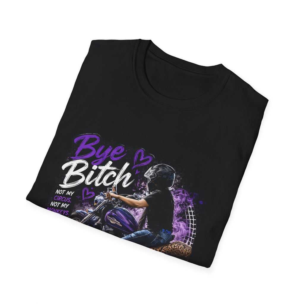 T‑Shirt "Bue Bitch" Purple Motorcycle Design – Biker Babe Graphic