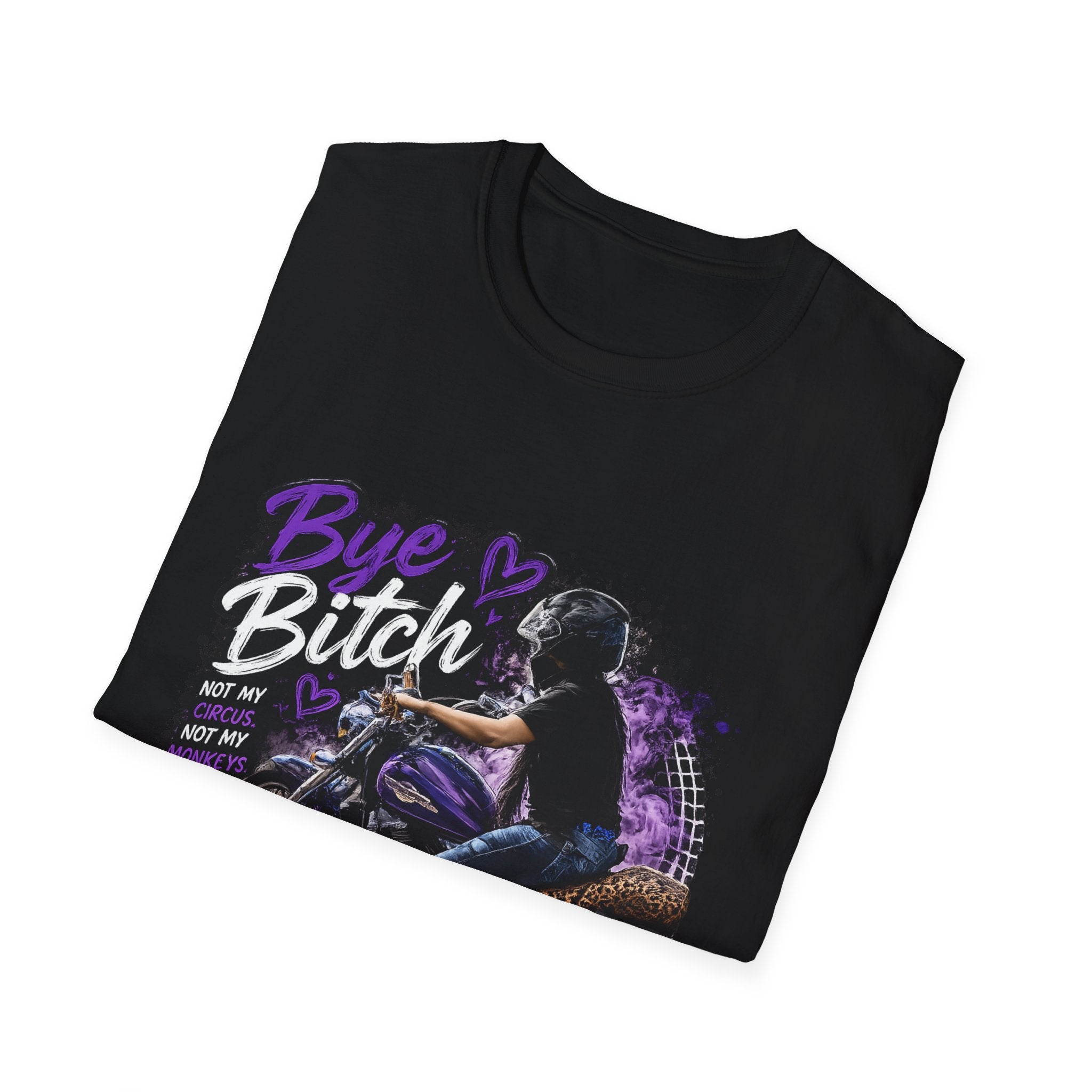 T‑Shirt "Bue Bitch" Purple Motorcycle Design – Biker Babe Graphic