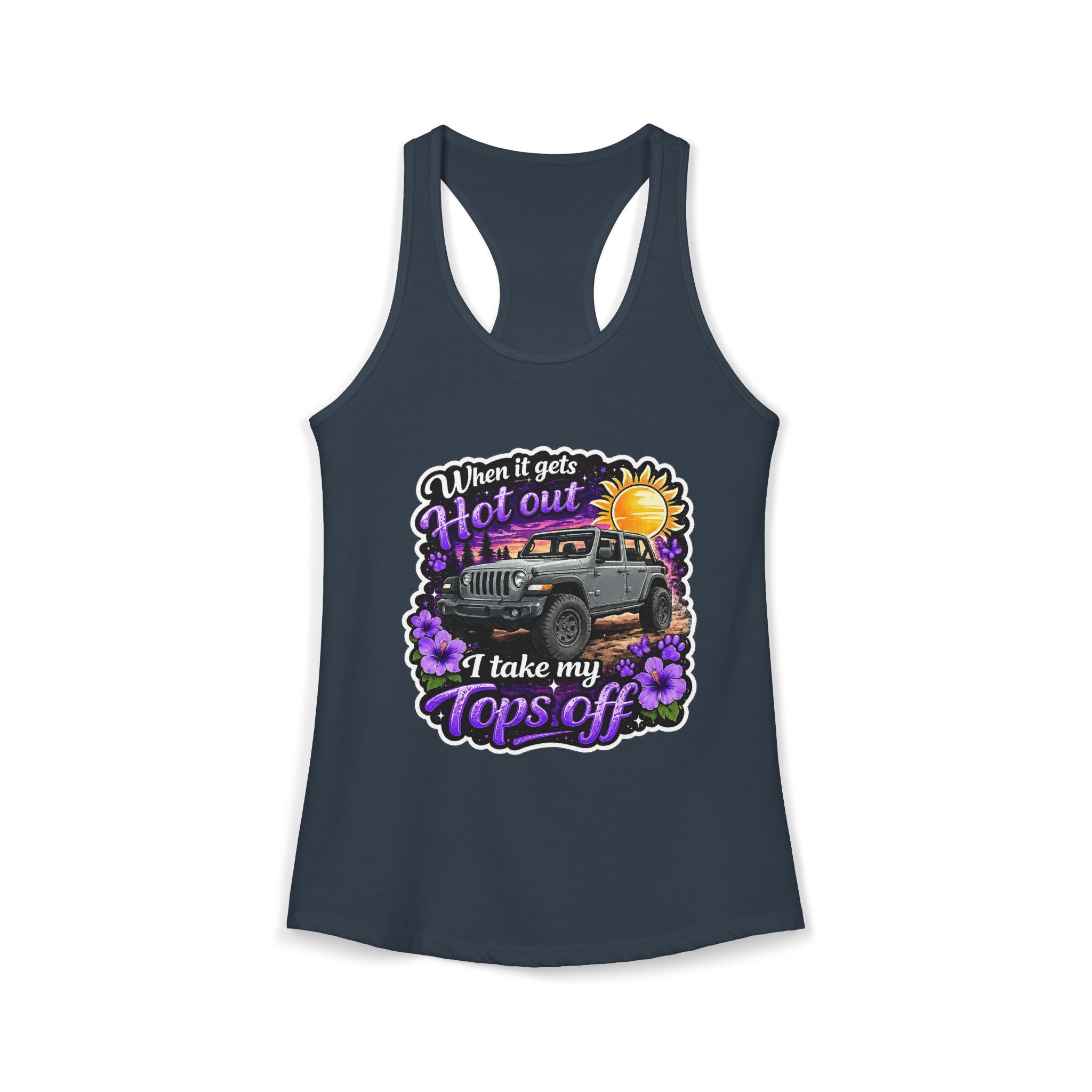 When It Gets Hot I Take My Tops Off (Purple) Women's Ideal Racerback Tank