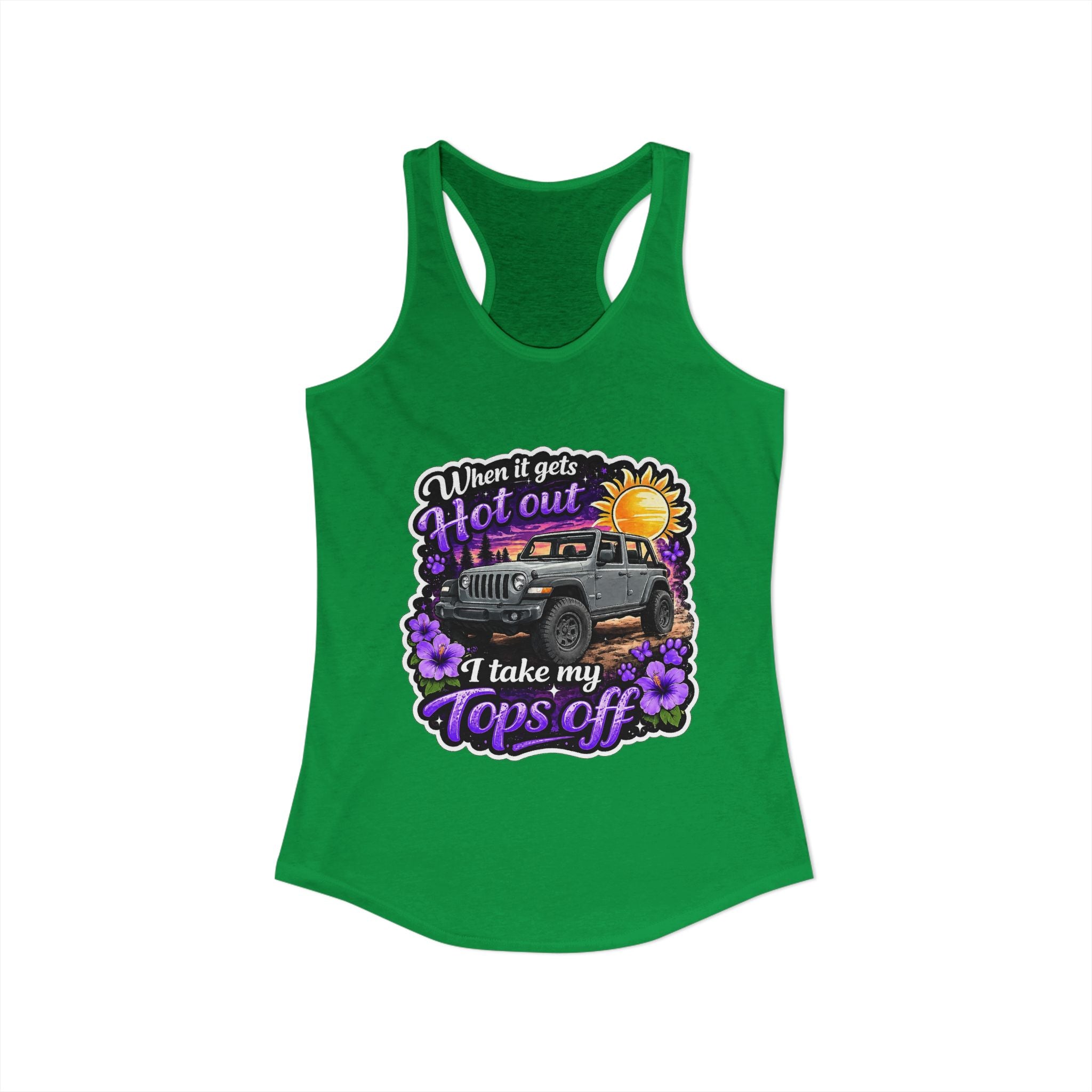 When It Gets Hot I Take My Tops Off (Purple) Women's Ideal Racerback Tank